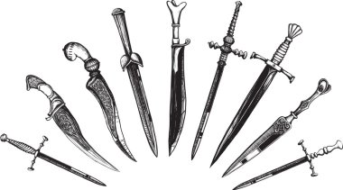 Set of Oriental and European Daggers clipart