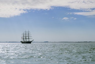 Tall ship in the sea clipart