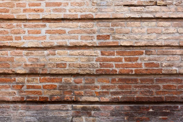 Eski Bir Tuğla Duvar Closeup — Stok fotoğraf