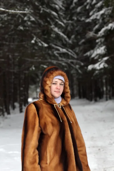 Mulher Posa Parque Inverno Rússia — Fotografia de Stock
