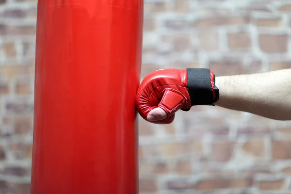 Stock image It is boxing training in brick underground