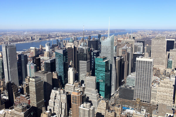 It is view of Manhattan in spring