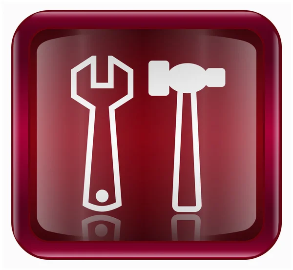 Icono de herramientas rojo oscuro, aislado sobre fondo blanco — Vector de stock