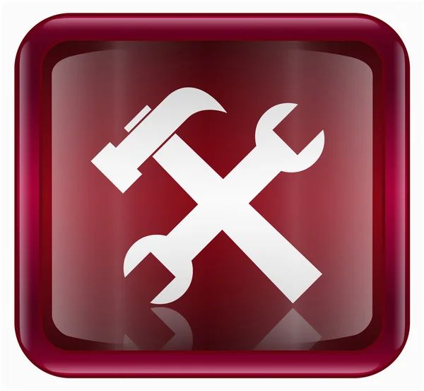 Ícone de ferramentas vermelho escuro, isolado no fundo branco . — Vetor de Stock