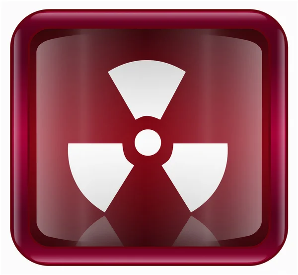 Icona radioattiva rosso scuro, isolata su sfondo bianco . — Vettoriale Stock