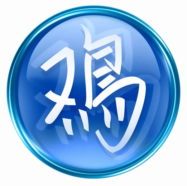 Cock Zodiac ícone azul, isolado no fundo branco . — Fotografia de Stock