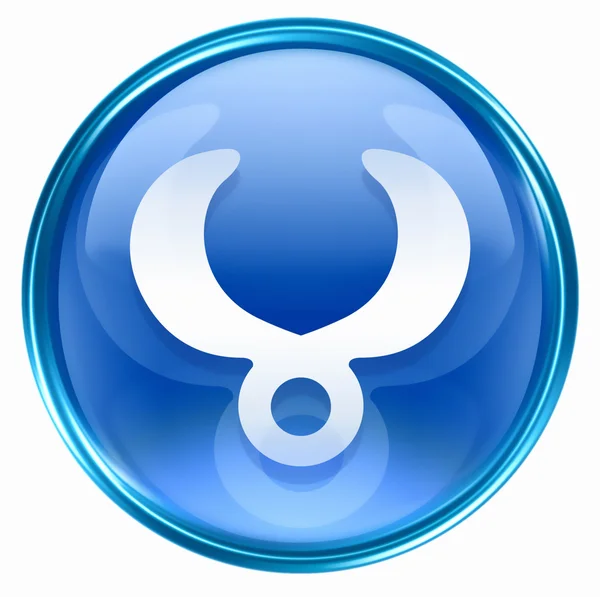 Ícone do botão do zodíaco Touro, isolado no fundo branco . — Fotografia de Stock