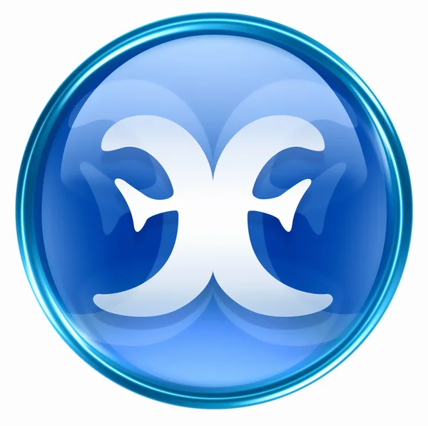 Ícone do botão do zodíaco de Peixes, isolado no fundo branco . — Fotografia de Stock