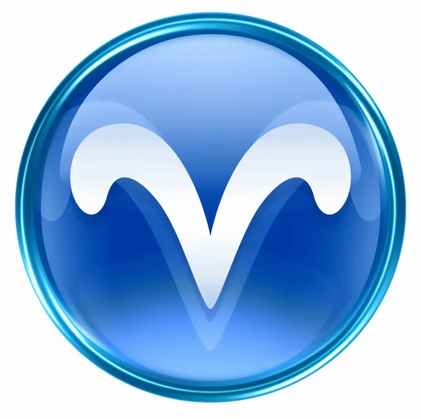 Aries zodiac button icon, isolated on white background. — Stock Photo, Image