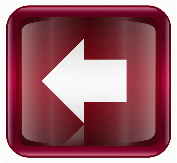 Freccia sinistra icona rossa, isolato su sfondo bianco — Vettoriale Stock