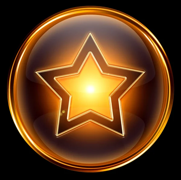 Estrella icono de oro, aislado sobre fondo blanco — Foto de Stock