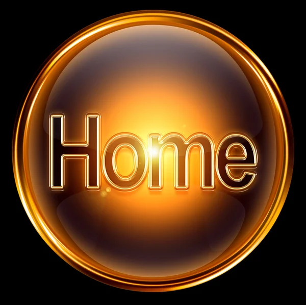 Home Ikone Gold, isoliert auf schwarzem Hintergrund. — Stockfoto