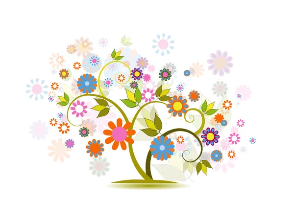 Albero astratto vettoriale con fiori — Vettoriale Stock