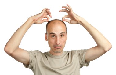 Young funny bald man clipart