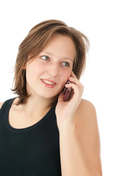 여자가 전화로 통화하다 — 스톡 사진