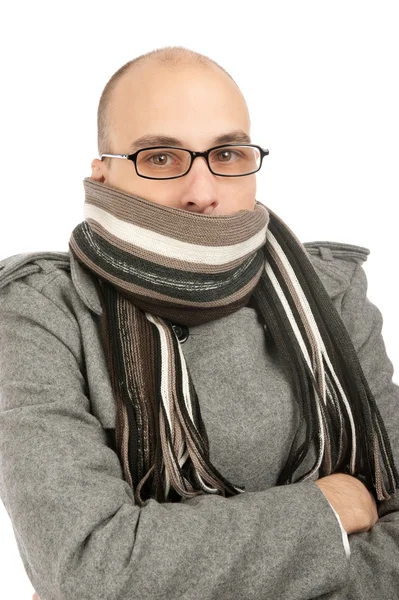 Téli öltözött fiatalember — Stock Fotó