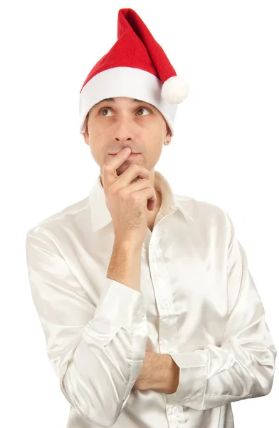 Uomo che indossa un cappello di Babbo Natale — Foto Stock
