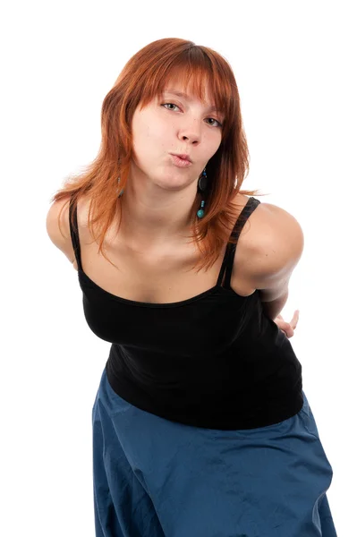 젊고 귀여운 여자아름 다운 빨간 머리 여자 휴식 — 스톡 사진