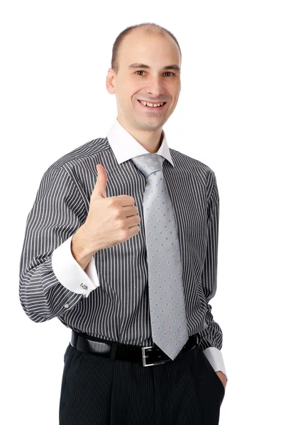 Homem de negócios jovem indo polegar para cima — Fotografia de Stock