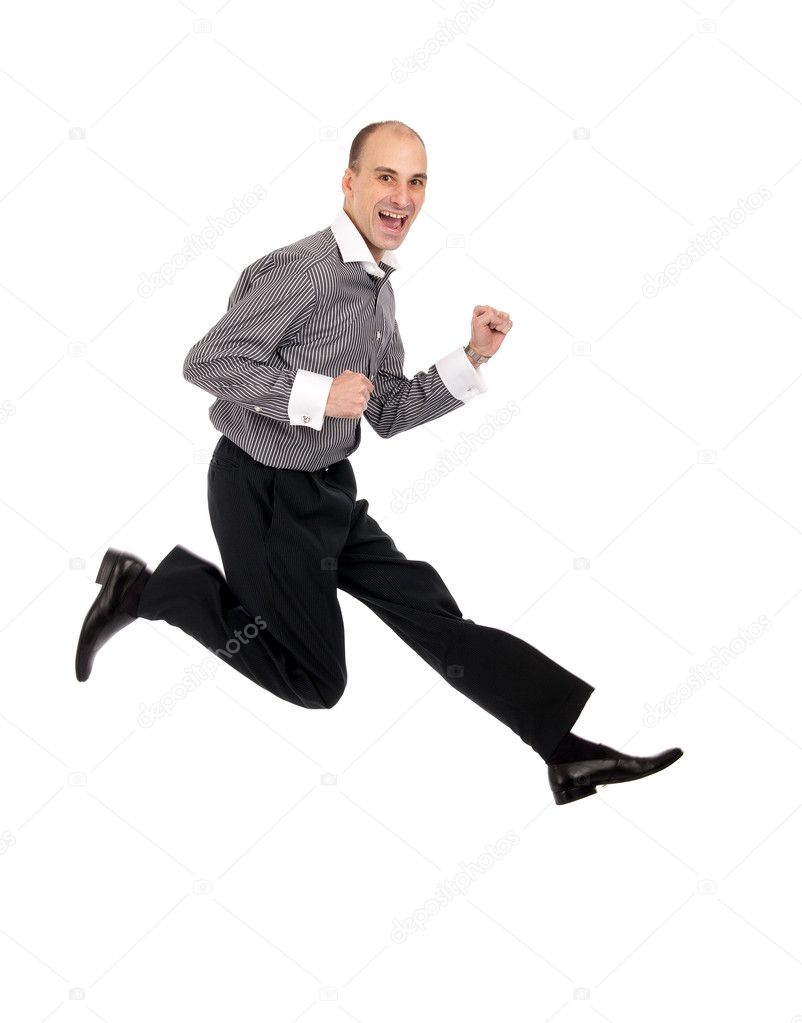 Businessman jumping
