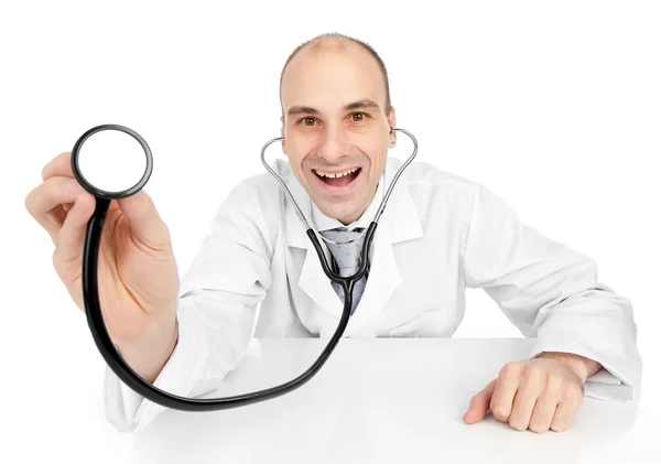 Médecin souriant avec stéthoscope — Photo