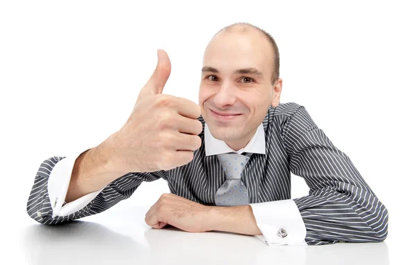 Gelukkig zakenman met Duimschroef opwaarts gebaar — Stockfoto