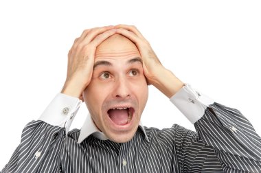 Scream of shocked and scared young man clipart