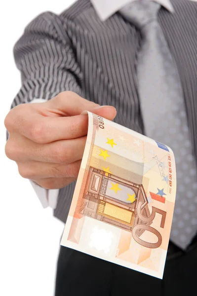 Ευρώ σε ένα χέρι — Φωτογραφία Αρχείου