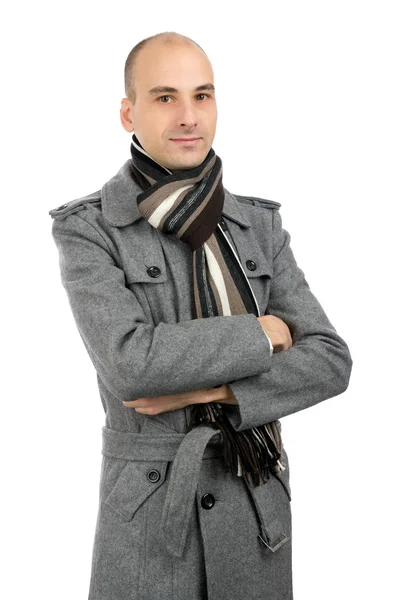 Jóképű férfi egy kabátot portréja — Stock Fotó
