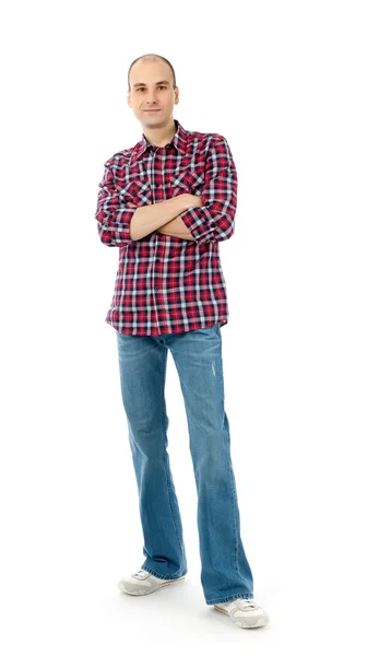 Casual Man Standing Isolated White Background — Stock Photo, Image