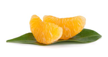 Mandarin citrus fruit slices isolated on white clipart