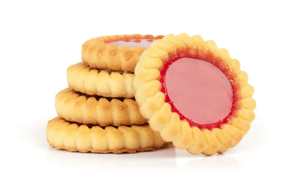 Biscoitos Com Engarrafamento Closeup Isolado Branco — Fotografia de Stock