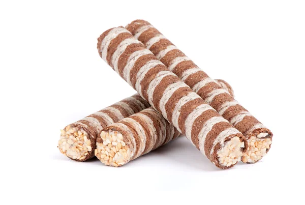 Striped wafer rolls — Stock Photo, Image