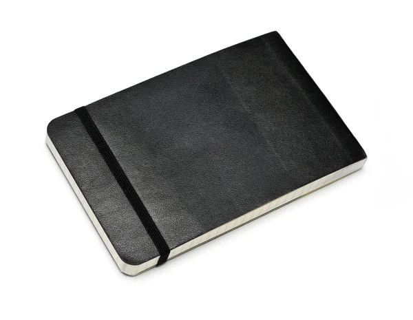 Czarny moleskine notebooka — Zdjęcie stockowe