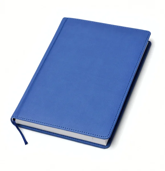 在白色的孤立蓝色笔记本 — 图库照片