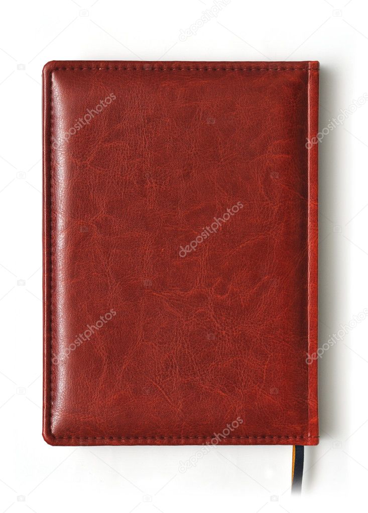 Brown closed business book isolated over white background