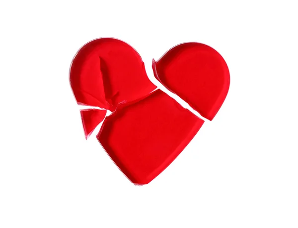Coração de vidro vermelho partido — Fotografia de Stock
