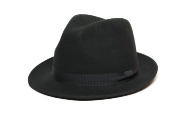 Black felt hat isolated on white background clipart