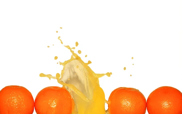 Salpicar jugo de naranja en blanco —  Fotos de Stock