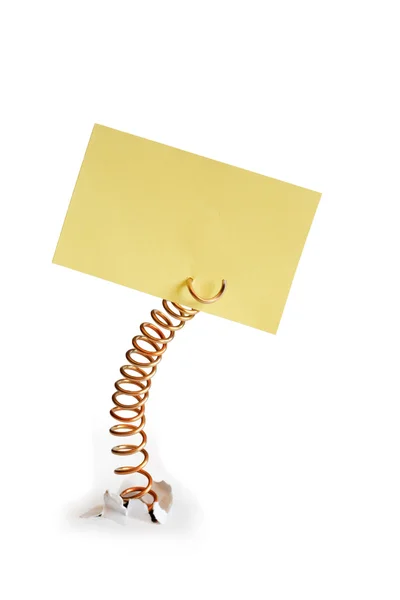 Metal Spring With Yellow Note Pad — Stock Photo, Image