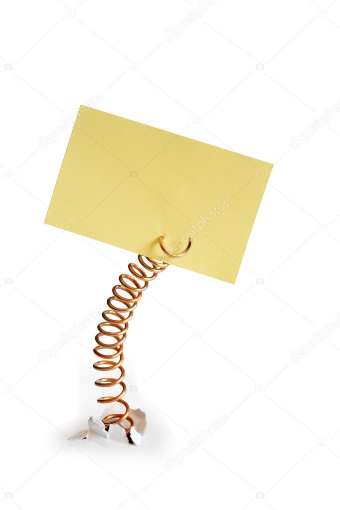 Metal Spring With Yellow Note Pad