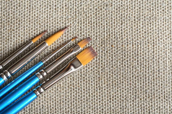 Paintbrushes On Canvas — Stock Photo, Image