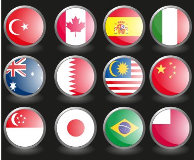 F1 flags on black background clipart