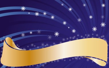 Golden ribbon on blue clipart