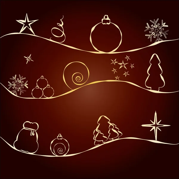 ゴールドのクリスマス カード — ストックベクタ