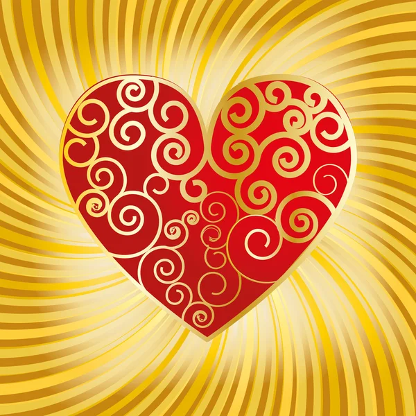 情人节背景与心脏与卷发 矢量图 — 图库矢量图片