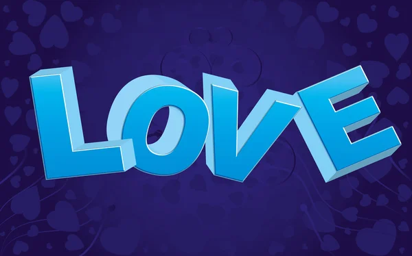 Tło Valentine Niebieski Słowo Miłość Duży Loki Ilustracji Wektorowych — Wektor stockowy