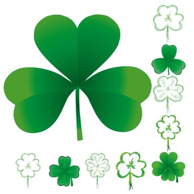 Set of clovers for St. Patricks day, vector illustration clipart