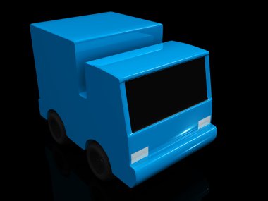 Single blue car. 3D clipart