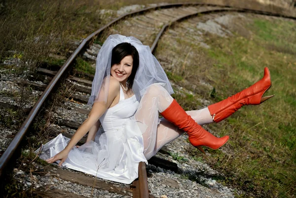 bride with boots